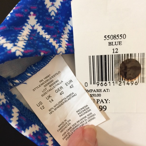 Dune Deck Blue/White Swim Top/Athletic Top 12 - Picture 4 of 5